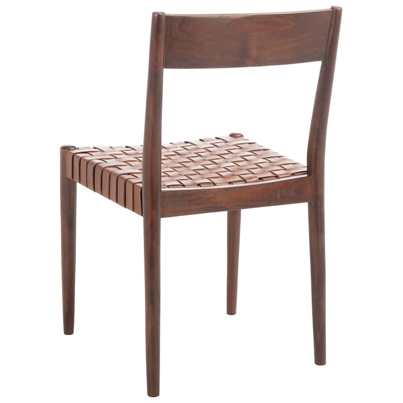 SAFAVIEH Myrle Leather Dining Room Chair (Set of 2) - 18.5" W x 20" L x 31.5" H - 19Wx20Dx32H