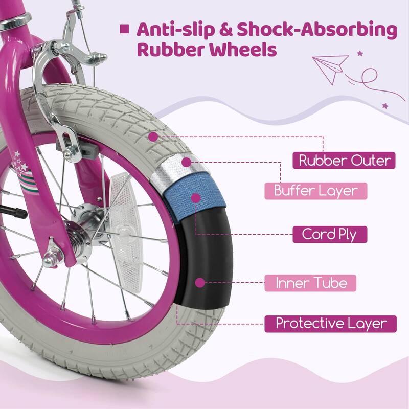 Costway 12”/14”/16”/18” Kids Bicycle with Dual Brake System Adjustable