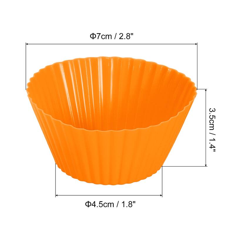 Silicone Cupcake Baking Cups, 2.8" Non-Stick Muffins Liners - Orange - 36Pcs