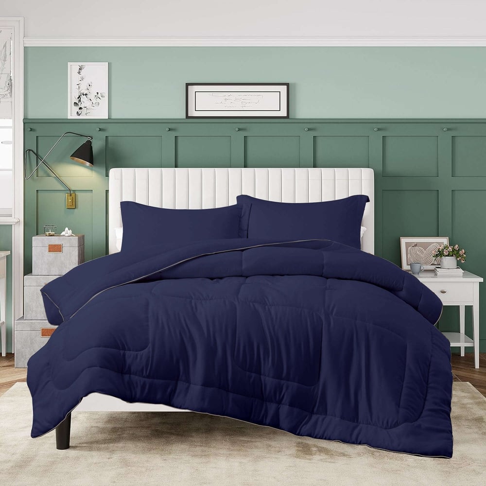 3 Piece Reversible Silky Luxury Soft Satin Comforter with 2 Satin Pillowcases