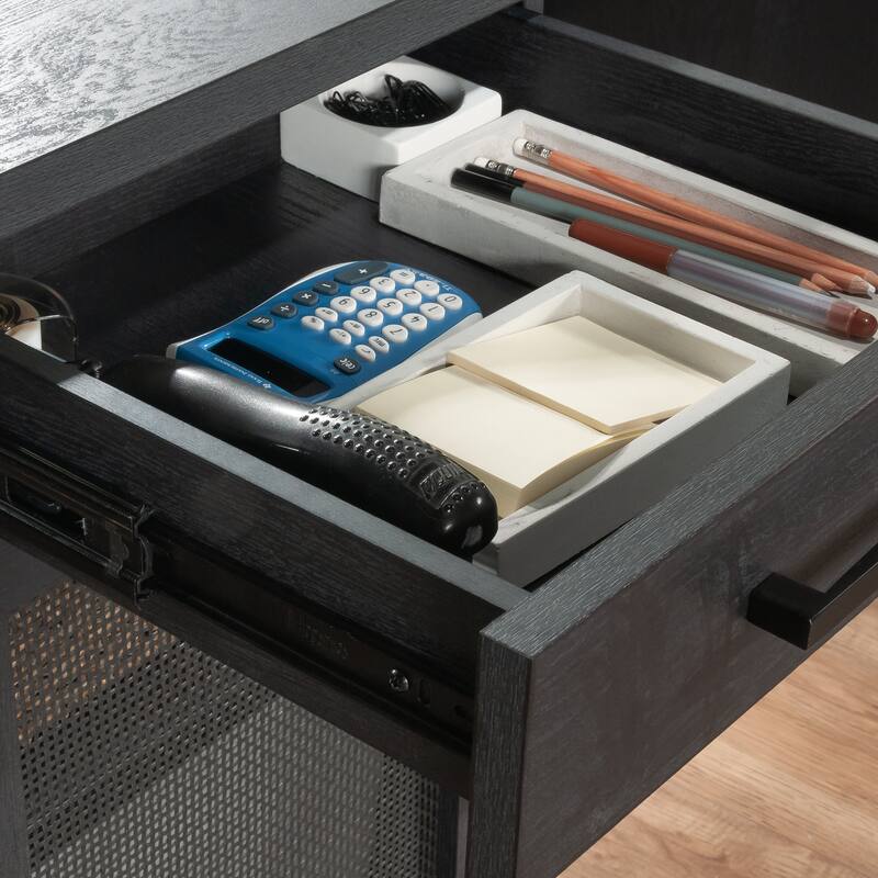 Engineered Wood Coastal Desk with Two Storages, Black