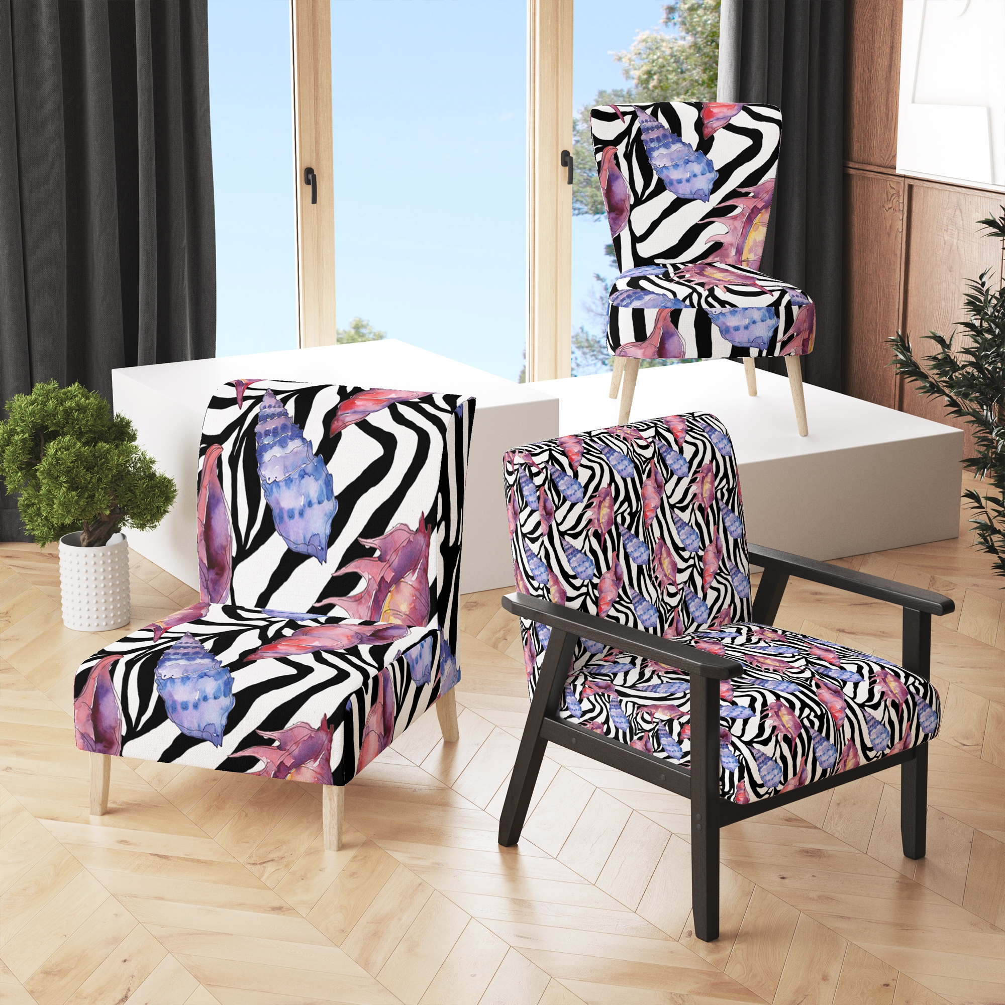 Blue animal new arrivals print chair