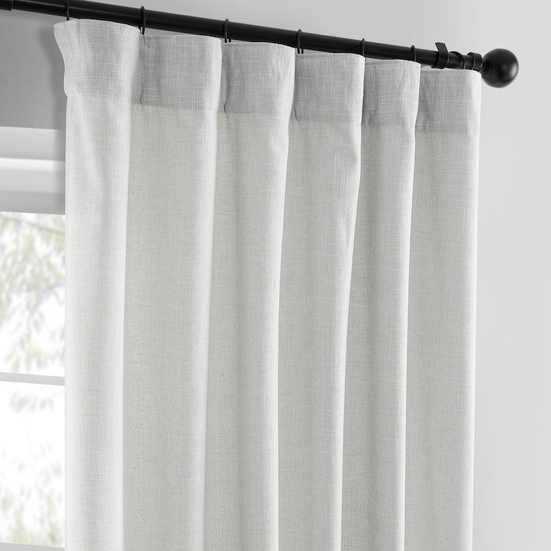 Exclusive Fabrics Basic Faux Linen Curtain Pair - 2 Panels - Light Filtering Window Curtains