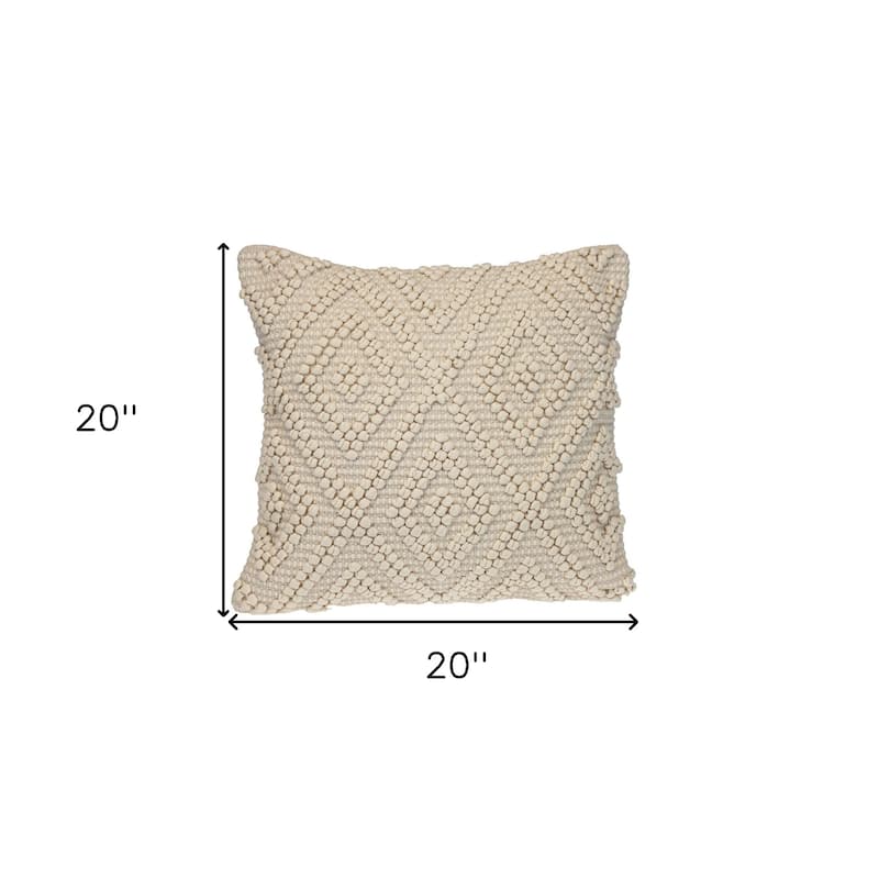 HomeRoots 20" Off White Geometric Cotton Throw Pillow