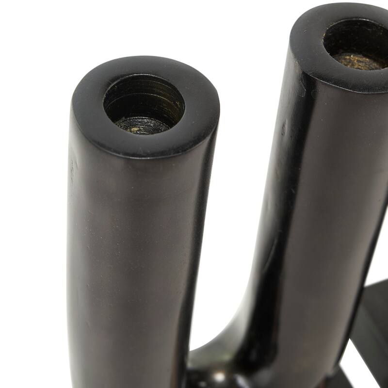 Gold or Black Aluminum U-Shaped Geometric Candle Holder with Marble Bases (Set of 2)