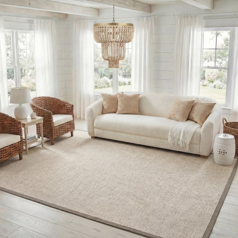 SAFAVIEH Natural Fiber Lorine Casual Border Sisal Rug - 11' x 15' - Marble/Khaki