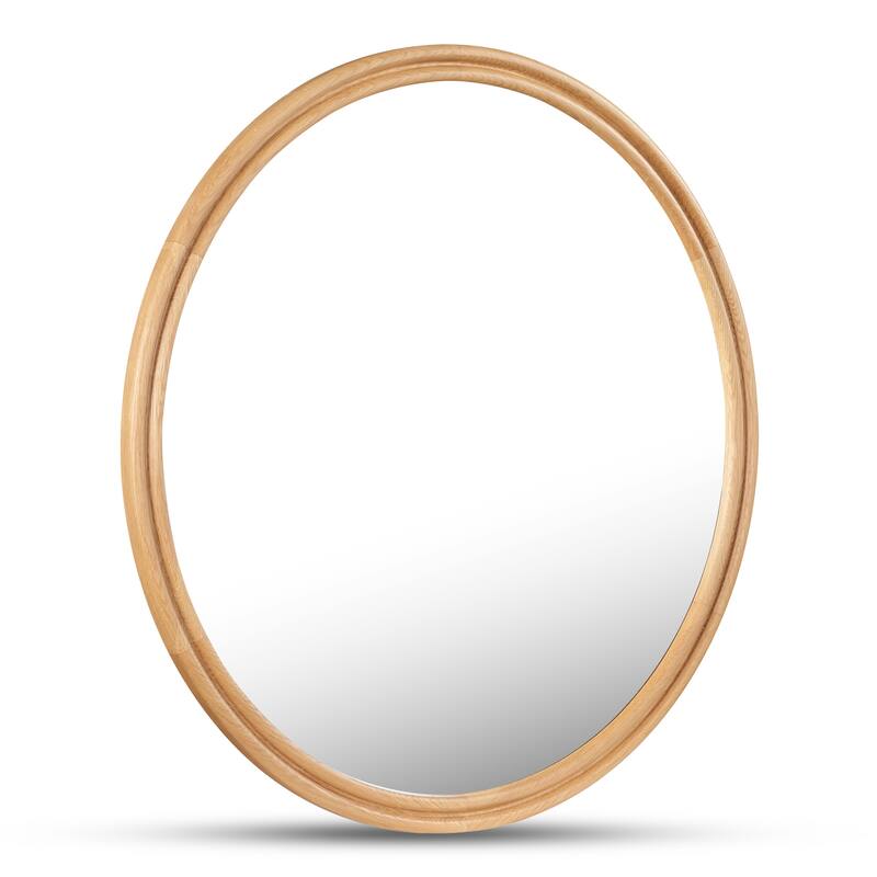 NADAAL STUDIOS Olyen Mirror, Oval Solid Walnut Frame with Double Edge Detail, Natural Walnut