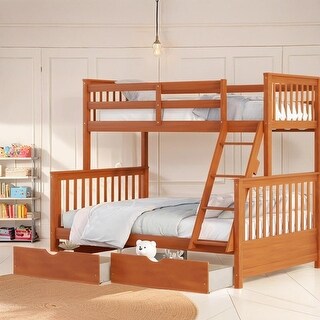 Twin-Over-Full Bunk Bed with Ladders and Two Storage Drawers - Bed Bath ...