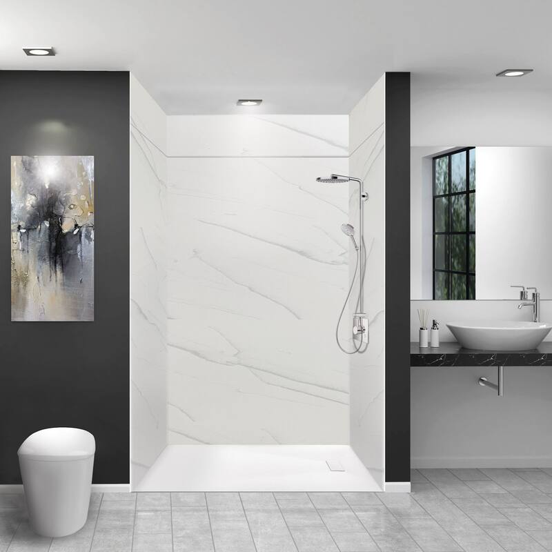 Transolid LWKX60368412 Lusso 96" H x 60" W x 36" D Three Wall Alcove - Palladio White