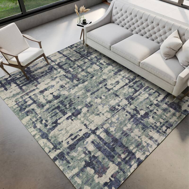 Indoor/ Outdoor Bravado Abstract Crosshatch Caramel Washable Area Rug - 3' x 5' - Purple