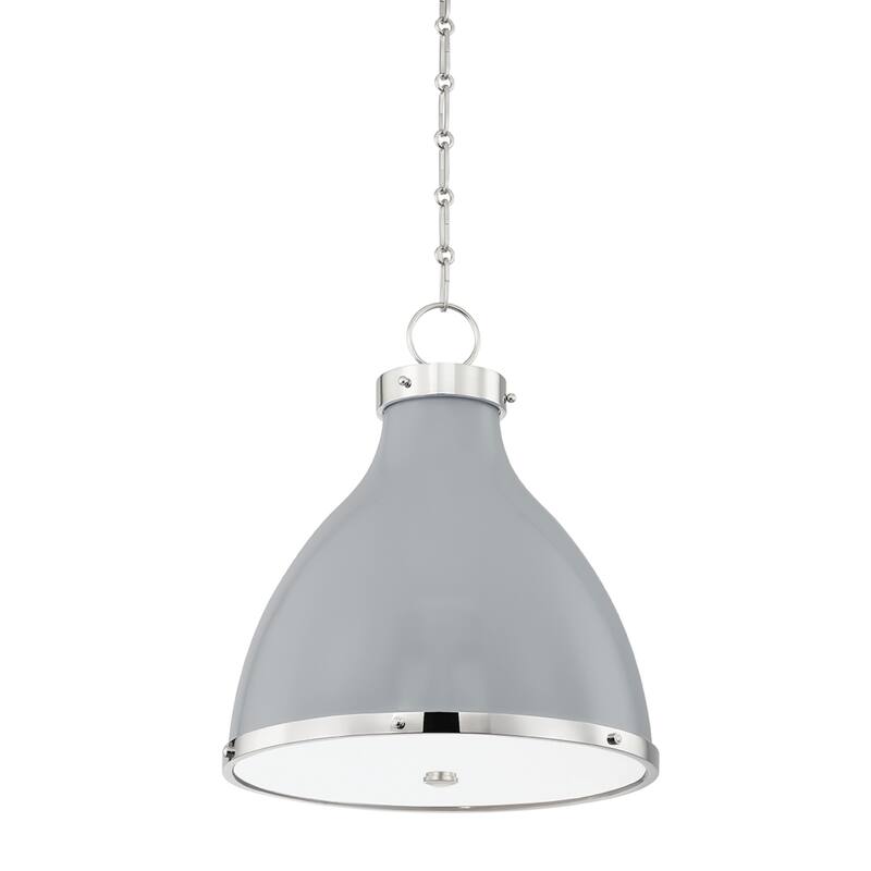 Painted No. 3 - 2-Light Small Pendant by Mark D. Sikes - Polished Nickel/Parma Gray Combo