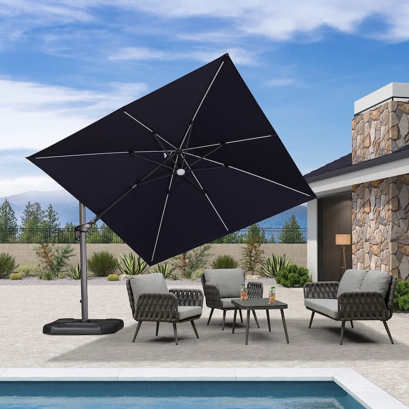PURPLE LEAF 10 ft Square 360 Degree Rotation Patio Cantilever Umbrella