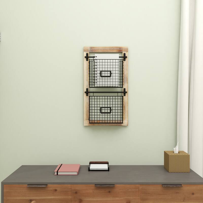 Black Metal Wire 3 or 2 Slot Magazine Rack Holder with Suspended Baskets and Label Slots
