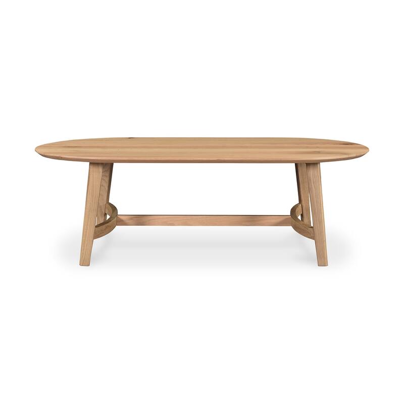 Aurelle Home Tyier Mid-Century Modern Solid Oak Coffee Table - 54" W x 17" H x 28" D