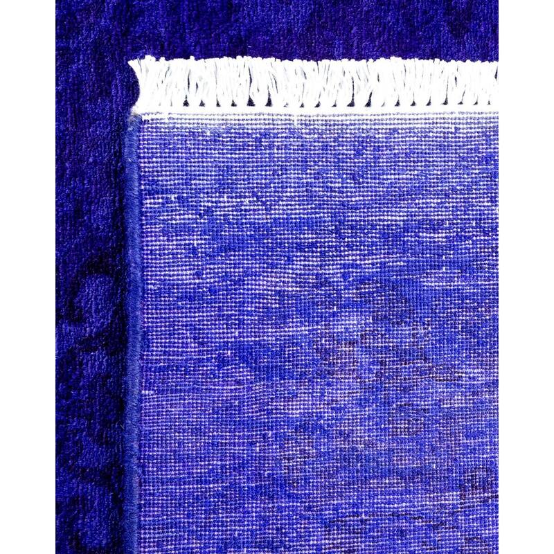 Overton Hand Knotted Wool Vintage Inspired Modern Contemporary Overdyed Navy Runner Rug - 2' 8" x 11' 7"