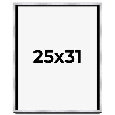 25x31 Shadow Box Frame Silver | 1.375 Inches Deep Real Wood