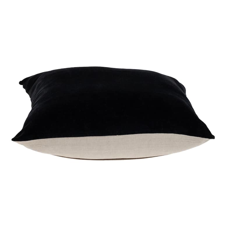 Woven Solid Velvet Square Throw Pillow - 18" - Black