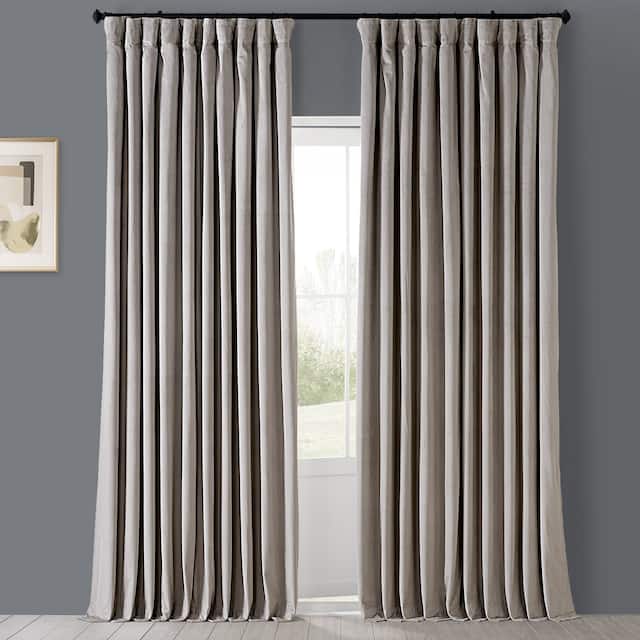 Exclusive Fabrics Signature Extrawide Blackout Velvet Curtain (1 Panel) - 100 x 84 - Cool Beige
