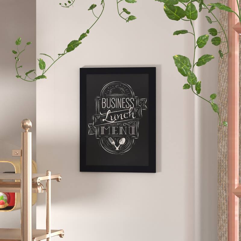 Wall Mounted Magnetic Chalkboard - 18"W x 0.75"D x 24"H - Black