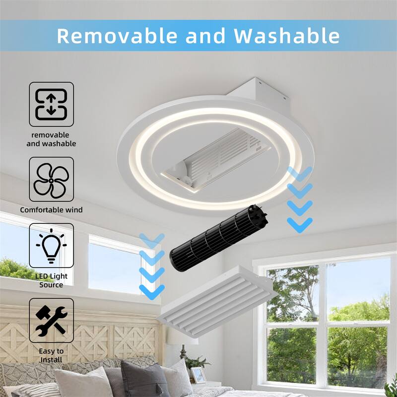 20" White 6-speed Bladeless Ceiling Fan with Lights and Remote