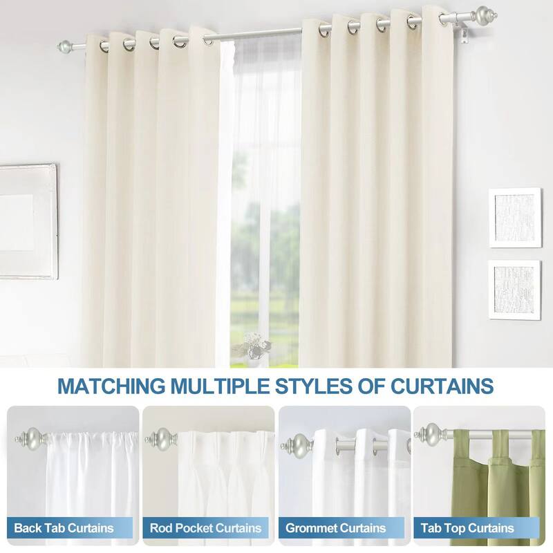 Modern Window Drapery Curtain Rod Set with 8 to 24 Rings