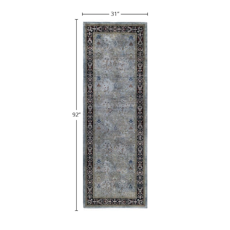 Contemporary Overdyed Wool Hand Knotted Runner - 2' 7" x 7' 8"