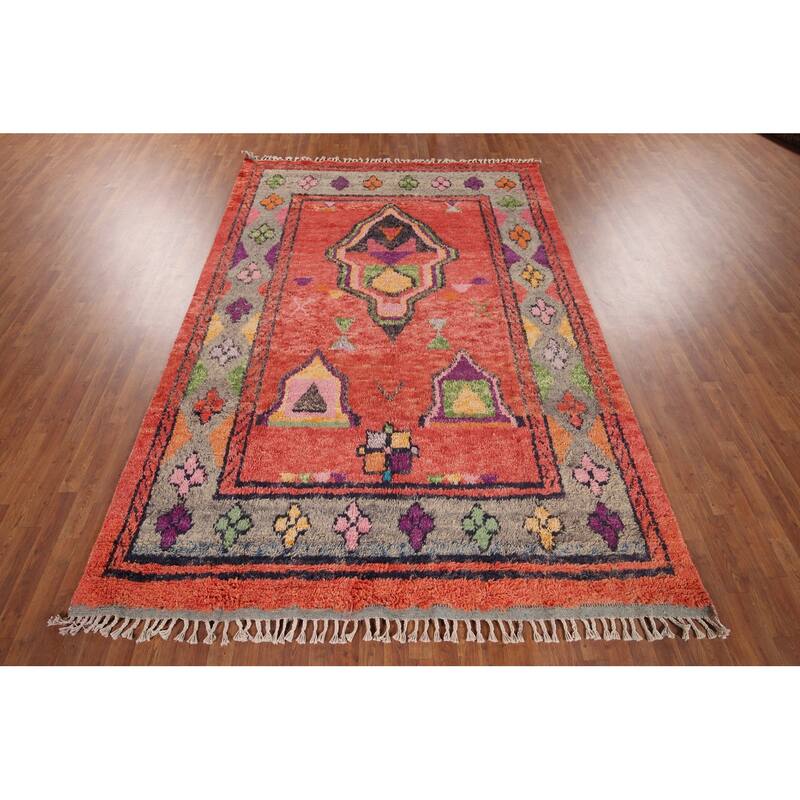 Plush Moroccan Oriental Area Rug Hand-Knotted Wool Carpet - 7'6"x 10'11"