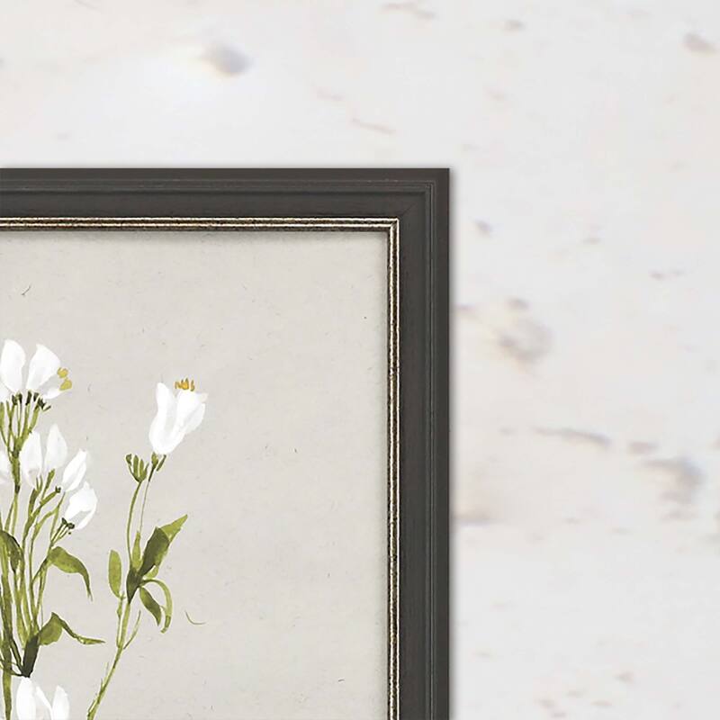 White Field Flowers S/4 Framed Art Giclee Under Glass