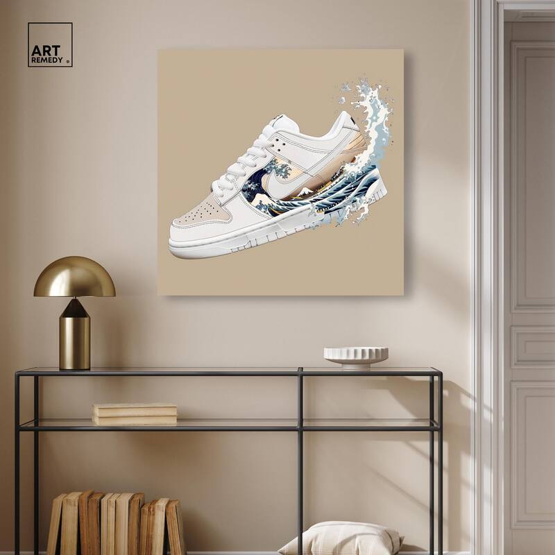 Great Wave Sneaker Splash Canvas by Art Remedy, Gallery Wrapped