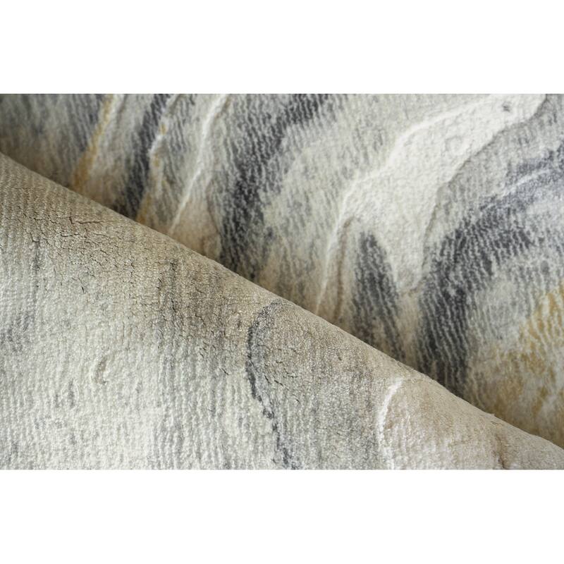 Exquisite Rugs Gianni Handmade Handloomed New Zealand Wool/Bamboo Silk Gray/Gold Area Rug