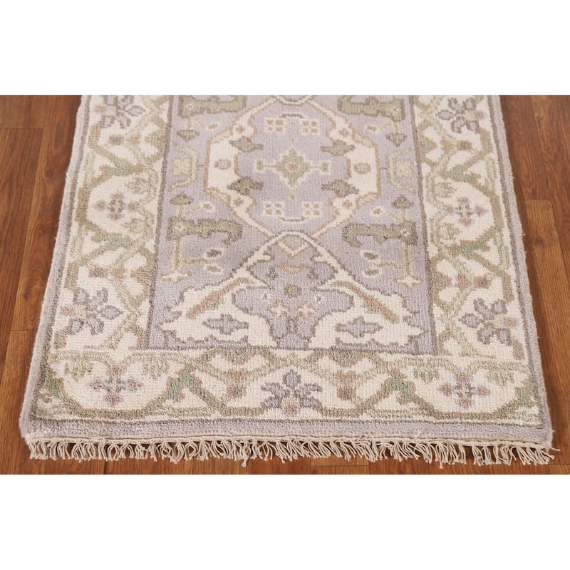 Oushak Style Runner Rug Hand-knotted Wool Carpet - 2'6"x 9'11"