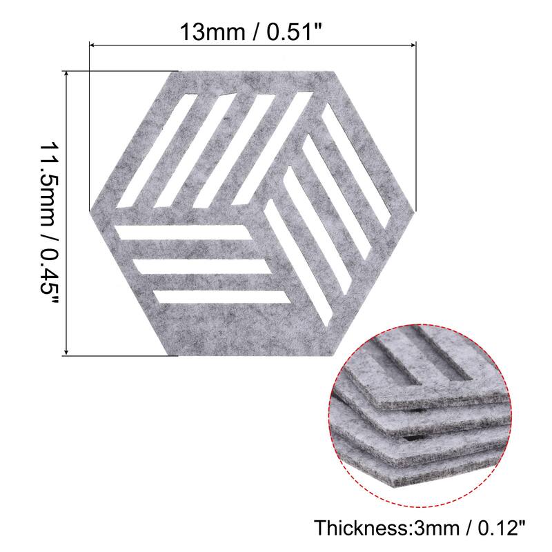 Felt Coasters, Hexagon Mat Pad Coaster for Drink Cup Pot Bowl Vase