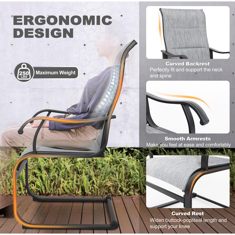Patio 7-Piece Textilene and Iron Dining Set with Umbrella Hole