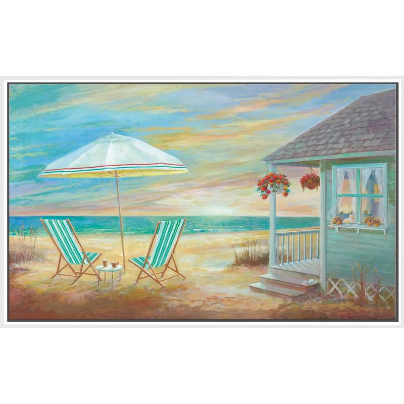 "Beach Cottage" by Ruane Manning Print on Floating Canvas