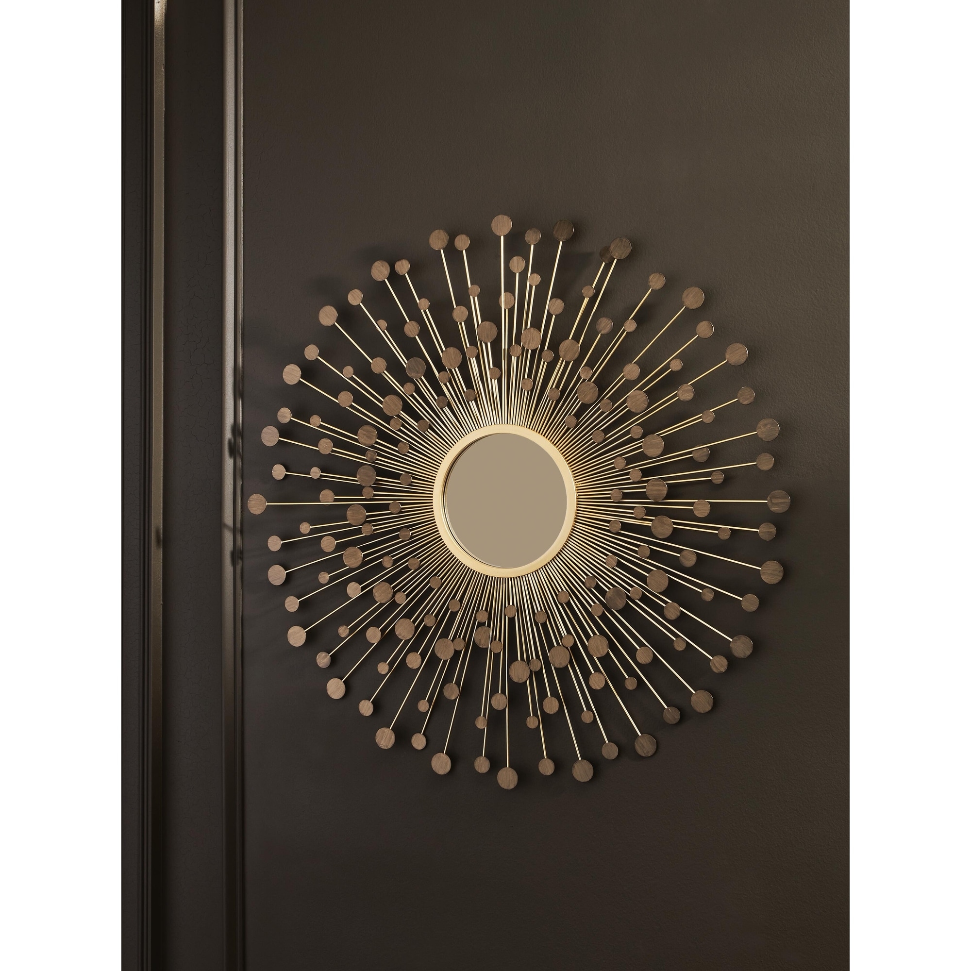 Signature Design by Ashley Morwenna Gold Accent Mirror - 36" W x 1" D x 36" H