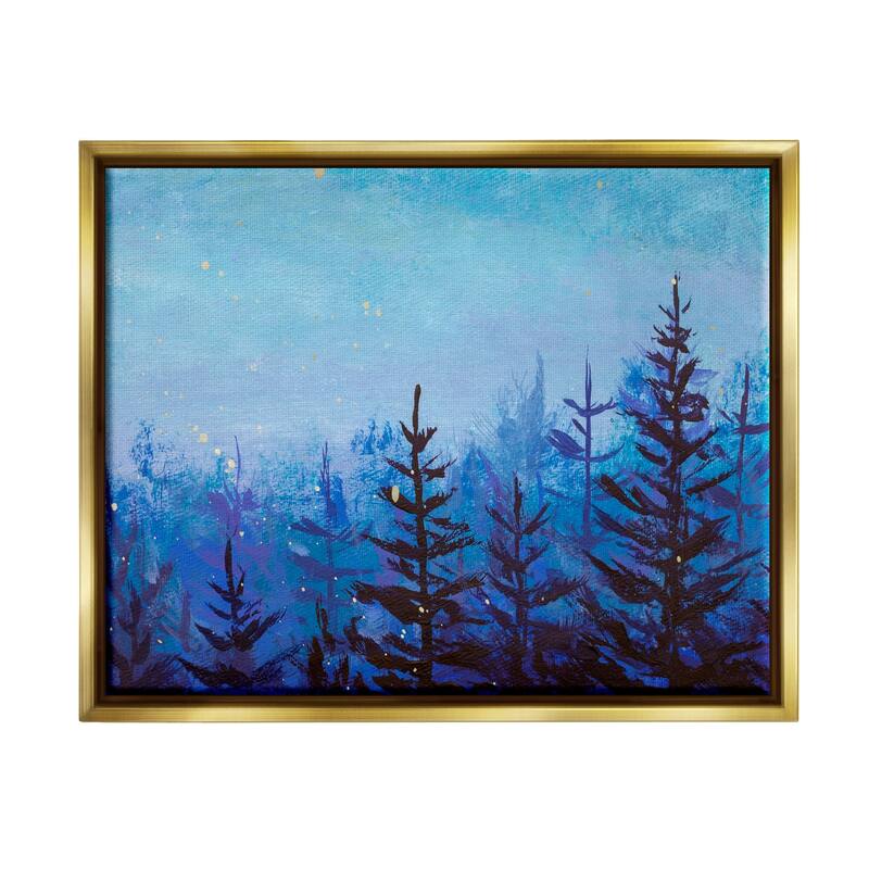 Stupell Foggy Magical Forest Framed Floater Canvas Wall Art Design by Valery Rybakow - 21 x 17 - Gold
