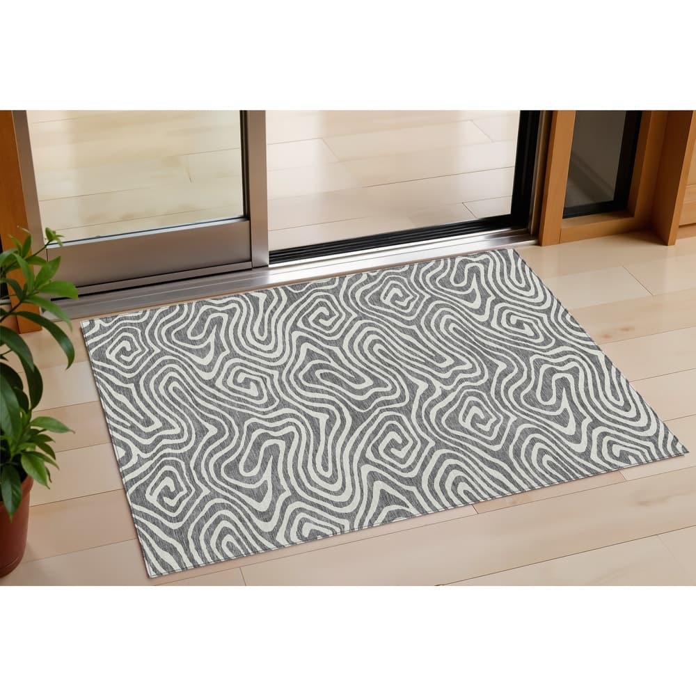 HomeRoots Abstract Transitional Rectangle Outdoor Rug