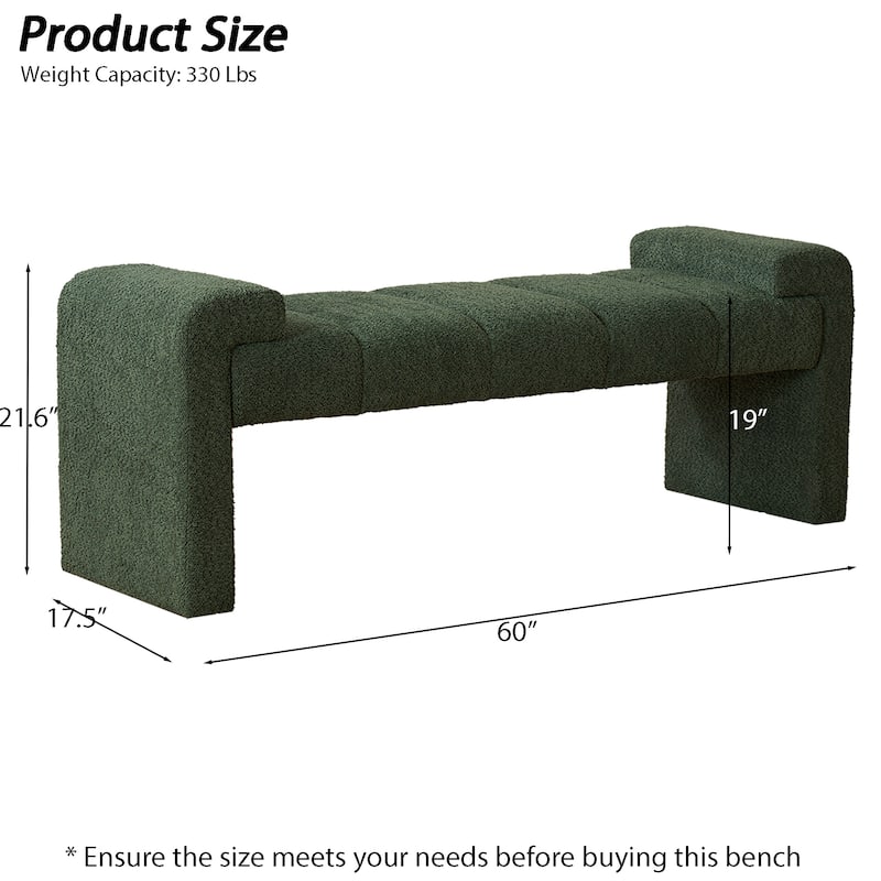 54" Boucle Bedroom Bench with Channel Tufted Modern Entryway Bench Window Bench End of Bed Bench