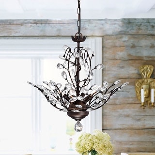 Terra Antique Copper Iron Clear Glass Crystal 4-light Chandelier