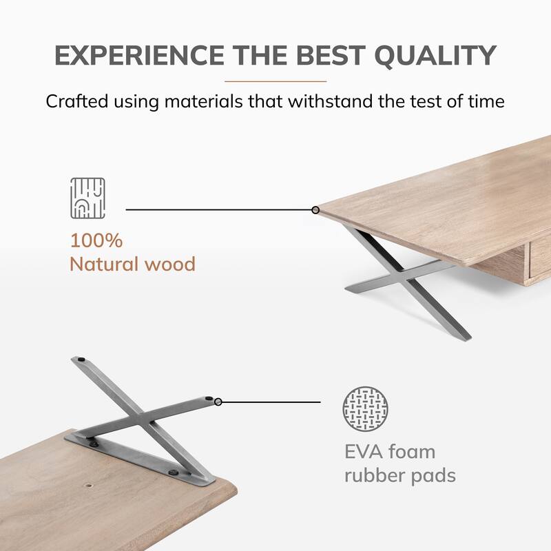 Jani Wood Monitor Stand Riser Desk - Ergonomic Design Stand, Desktop Organizer Table for Home, Office Workspace, Gaming Desk