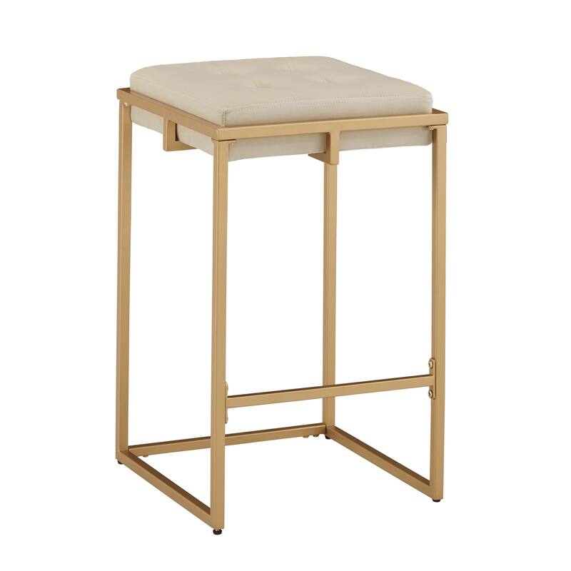 Perdita Gold Finish Velvet Button Tufted Bar Stools (Set of 2) by iNSPIRE Q Bold