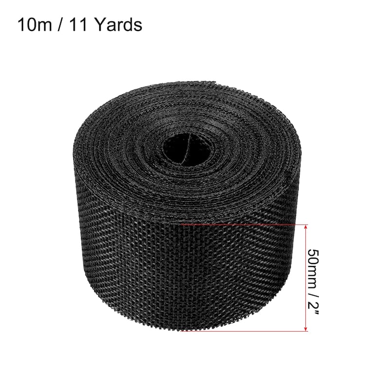 Burlap Fabric Ribbon, Wired Jute Crafts Roll for Wrapping Decoration - Black