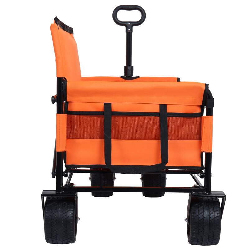 3-In-1 Convertible Folding Wagon Cart With Bench Seat & Storage-500lbs Heavy-Duty Utility Wagon,180l Capacity All-Terrain Wheels