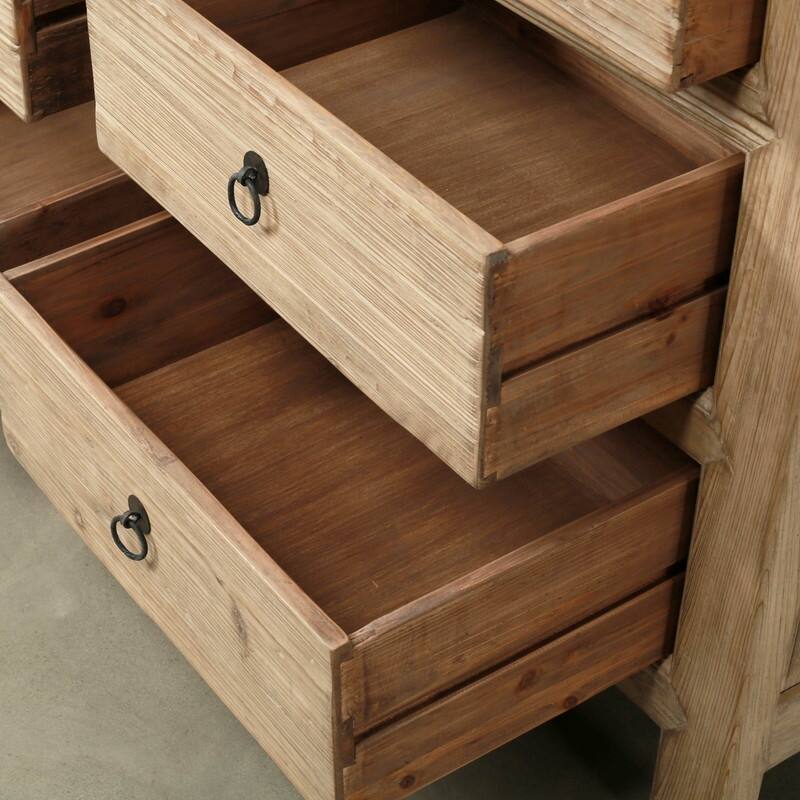 6-Drawer Chest 53Wx18Dx40H Weathered Natural Solid Pine
