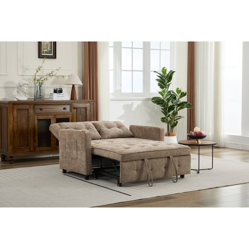 Pull-Out Sofa Bed Daybed, Lounge Chaise Loveseat with Adjustable Backrest, Convertible Sleeper Sofa with USB Charging