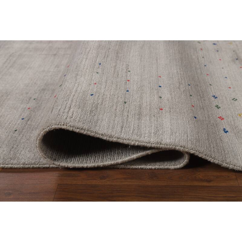 Tribal Gray Gabbeh Indian Area Rug Handmade Wool Carpet - 9'3" x 12'0"