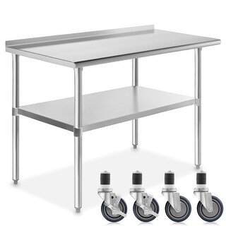 Shop 48 X 24 Inch Nsf Stainless Steel Prep Table With 4 Casters By Gridmann 48 In Long X 24 In Deep Overstock 31490970