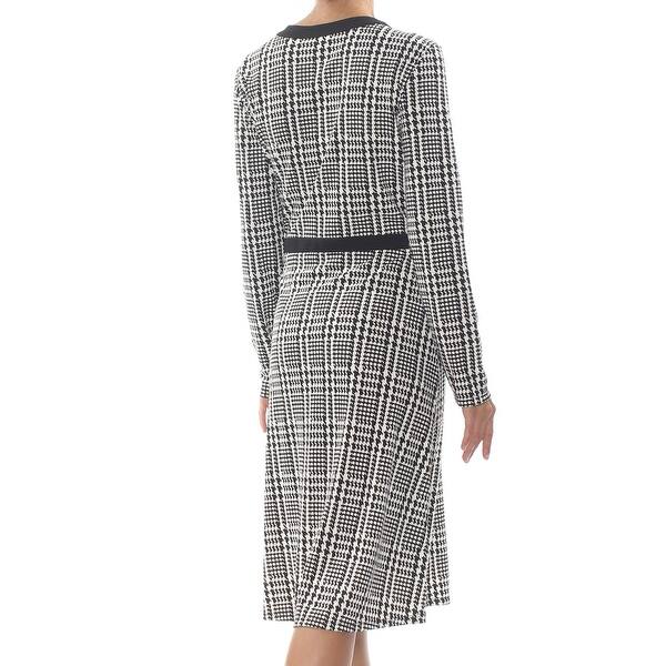 Shop Tommy Hilfiger Womens Ivory Houndstooth Long Sleeve V Neck