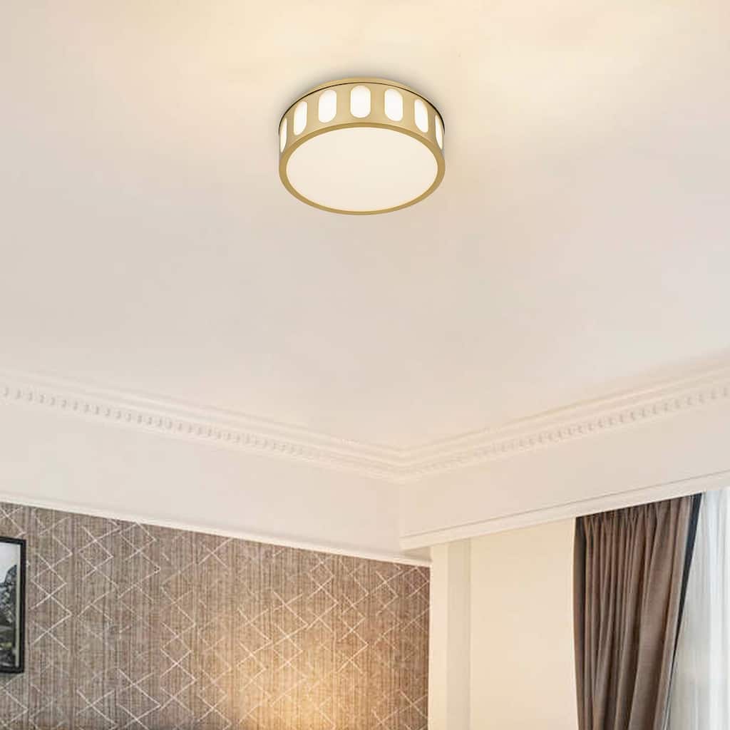 Bantom 11" Antique Brass LED Flush Mount Ceiling Light