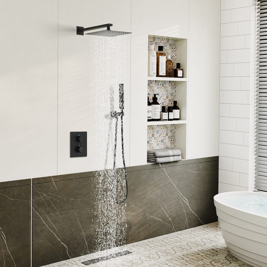 12" Wall Mounted Rain Shower Head Systems with Hand Shower